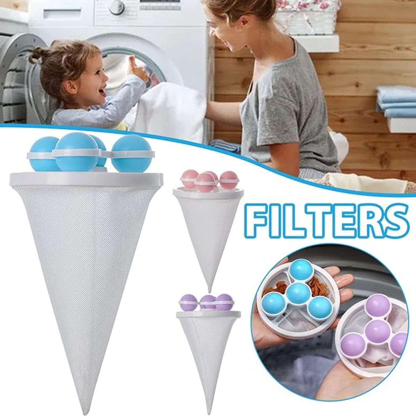 Washing Machine Floating Lint Mesh Bag Net Hair Filter Remover Net Pouch Hair Catcher Lint Catcher Laundry Ball Floating Pet Fur Lint Hair Catcher Household Reusable