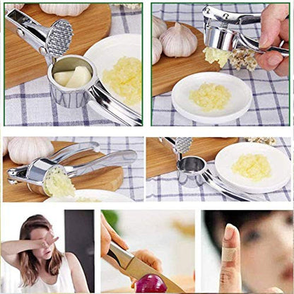 Garlic Press Mincer Ginger Crusher Peeler Squeezer