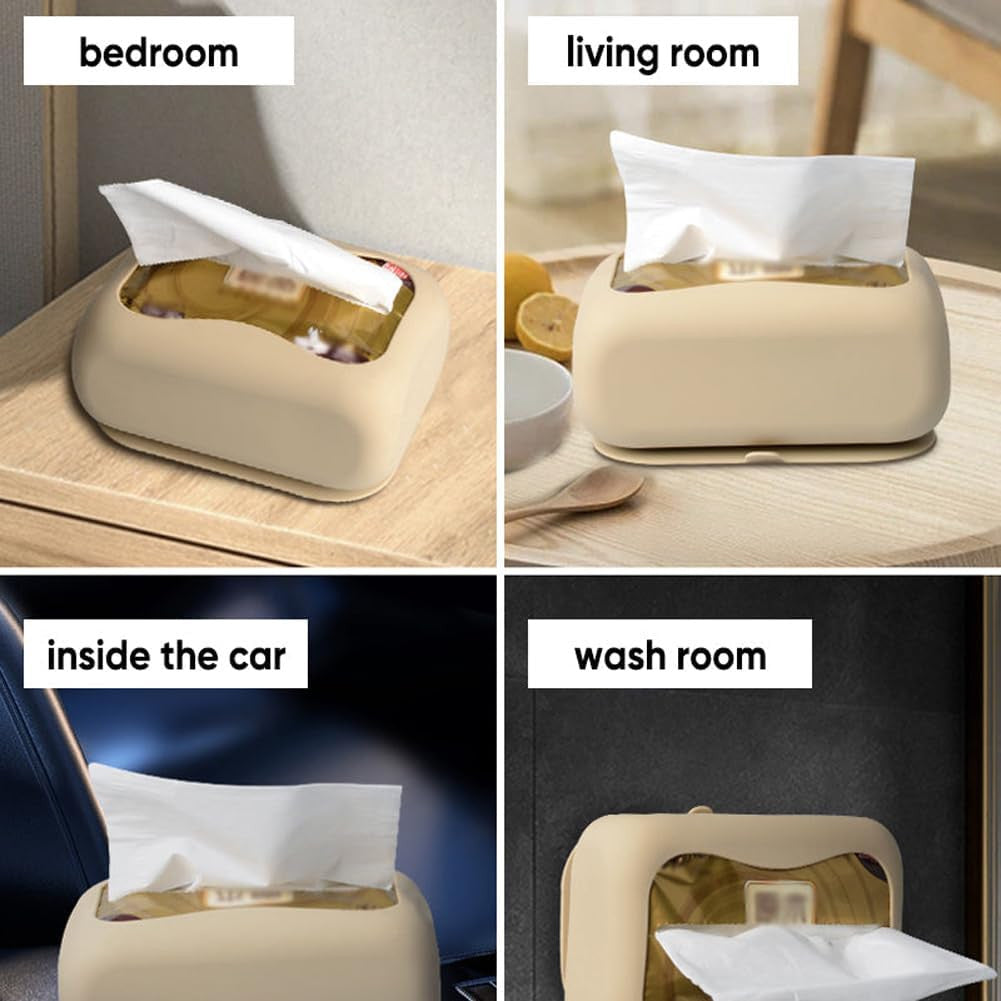 Silicone Suction Cup Tissue Box, Wet Wipes Portable Tissue Holder