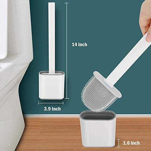 Silicone Toilet Brush with Holder Set - Brush for Deep Cleaning