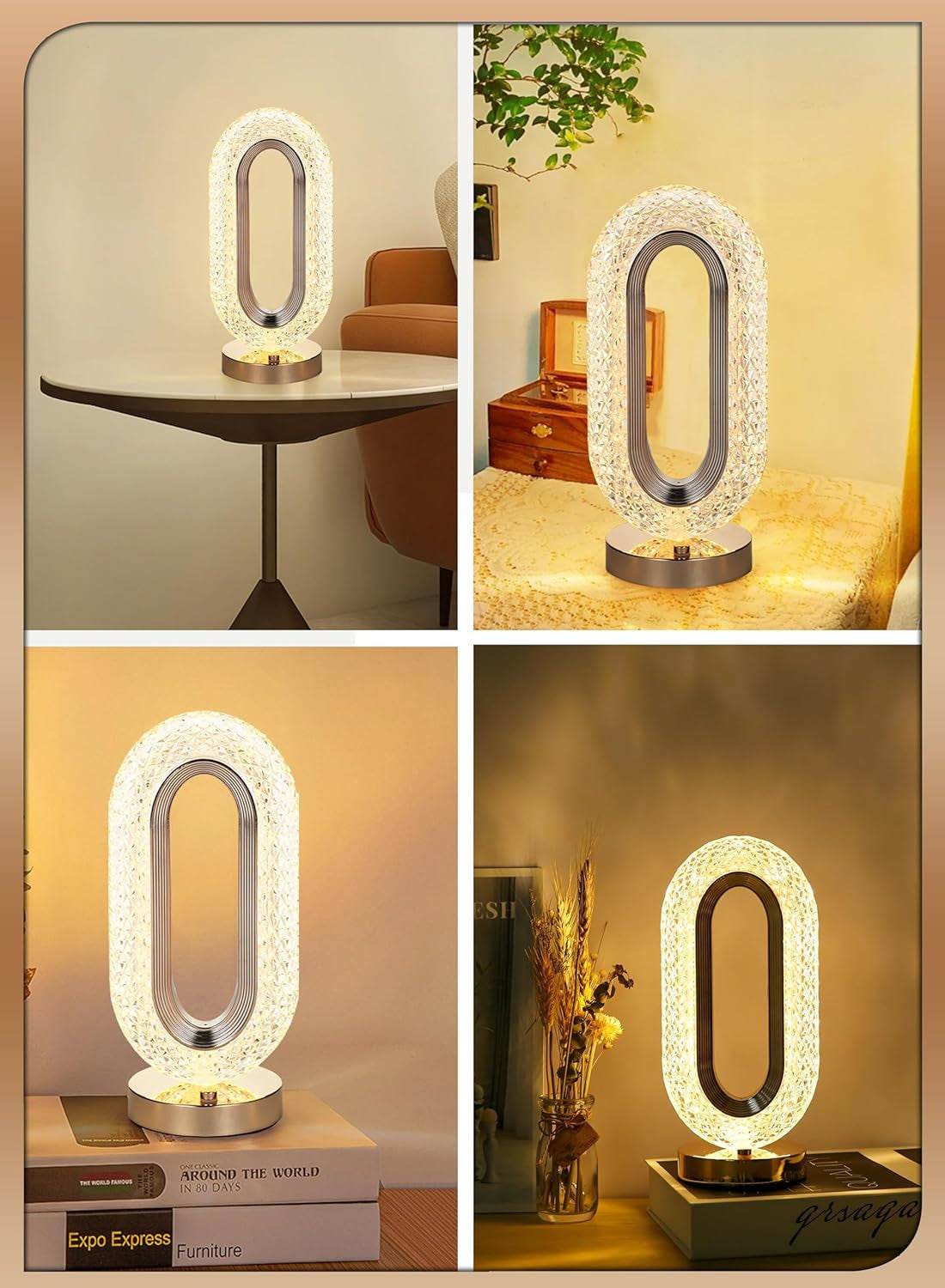 RECTANGLE SHAPE USB RECHARGEABLE CRYSTAL LAMP