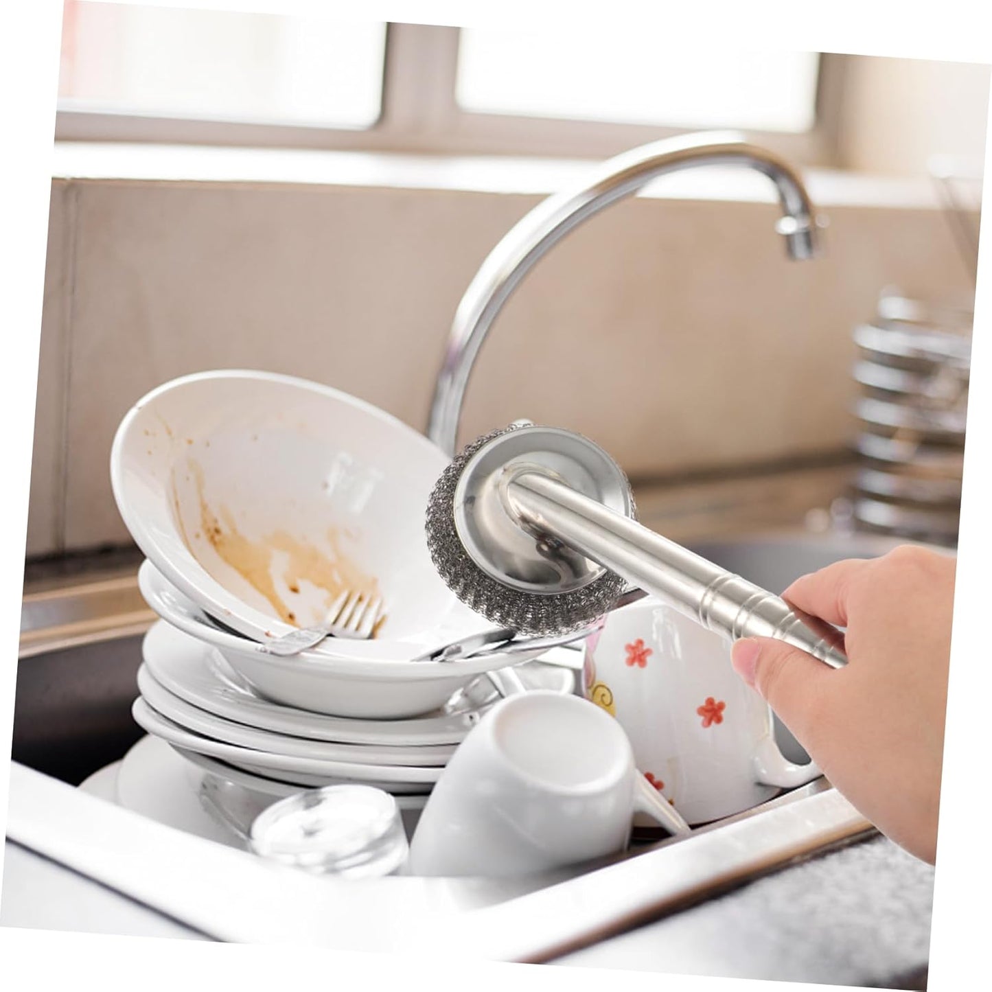 1 Piece Steel Ball Brush Dish Cleaner Wok Cleaning Brush
