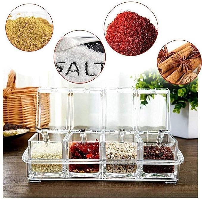 Crystal Spice Rack  | Acrylic Crystal Spice Rack | 4 Grid Crystal Spice Rack