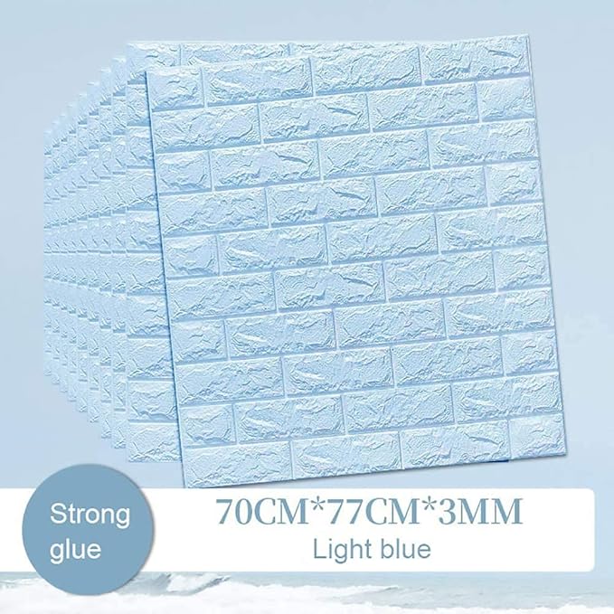 3D Blue Brick Texture Wallpaper (70X77CM)