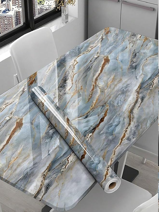 Decorative Blue Grey Gold Wallpaper (Natural Mountain) (60*200 CM)