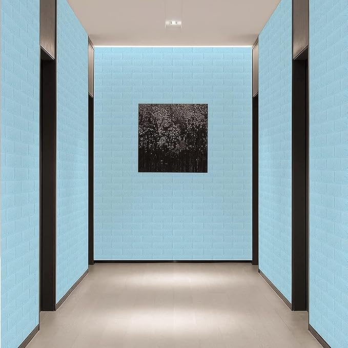 3D Blue Brick Texture Wallpaper (70X77CM)