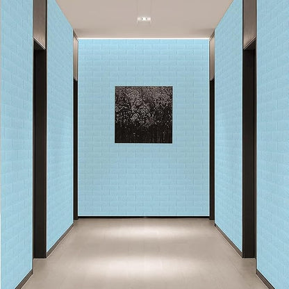 3D Blue Brick Texture Wallpaper (70X77CM)
