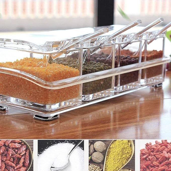Crystal Spice Rack  | Acrylic Crystal Spice Rack | 4 Grid Crystal Spice Rack