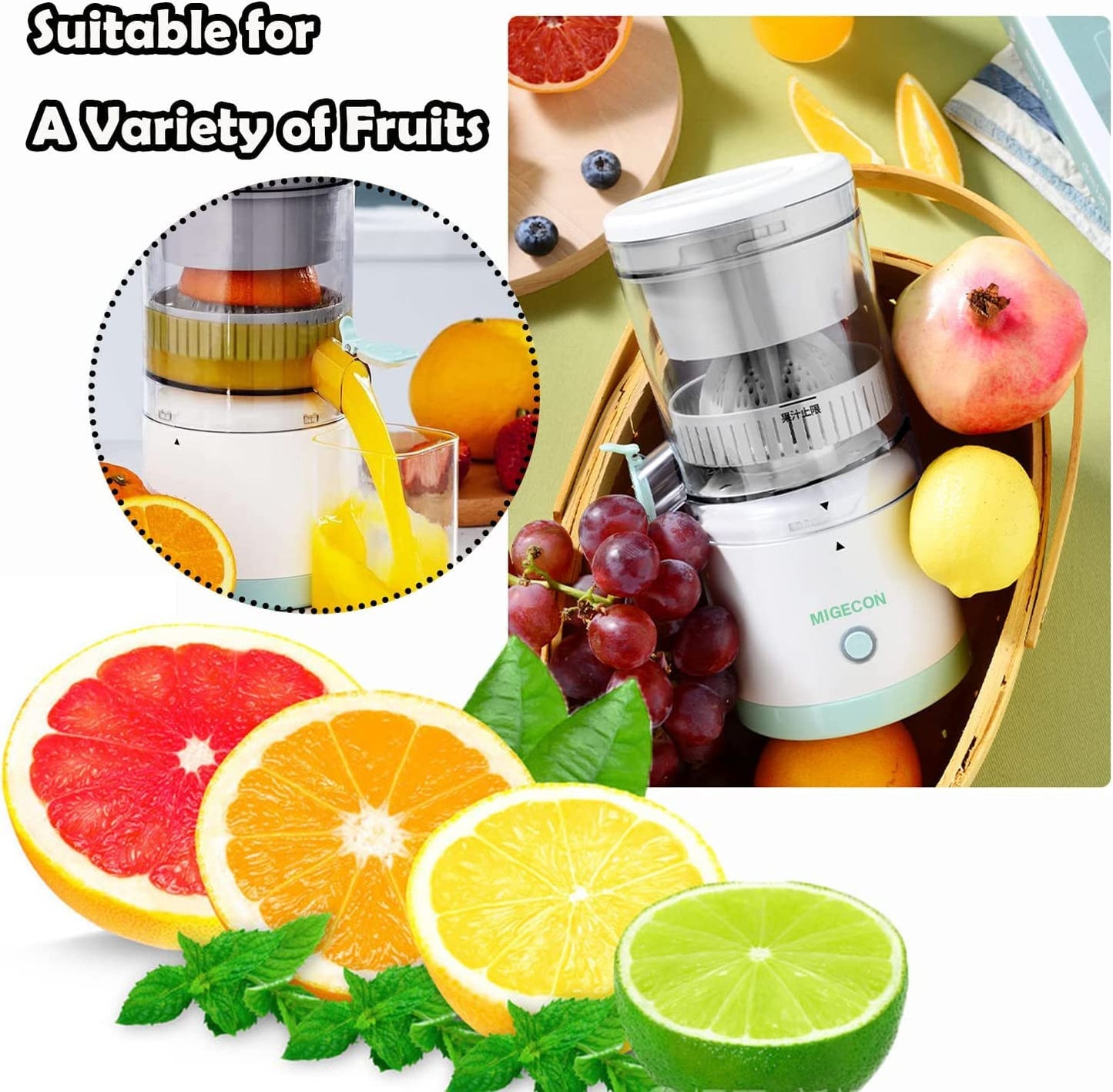Wireless Electric Citrus Juicer Squeeze Juicer Electric Fruit Juicer