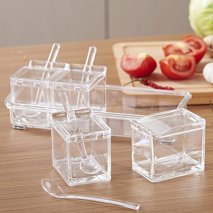 Crystal Spice Rack  | Acrylic Crystal Spice Rack | 4 Grid Crystal Spice Rack