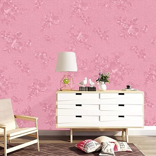 HOMEGURU Marble Self Adhesive Decorative Design Wall Paper for Bedroom Living Room Cabinet, Peel and Stick Decorative Sticker (45X500 CM) (Hg-Pink Flower)