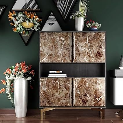 Homeguru Brown Marble Stickers Wallpaper for Furniture Kitchen, Cabinets, Almirah, Tabletop, Plastic Table, Wooden Table, Wardrobe, Renovation Self Adhesive Sticker(200cm x 60cm)