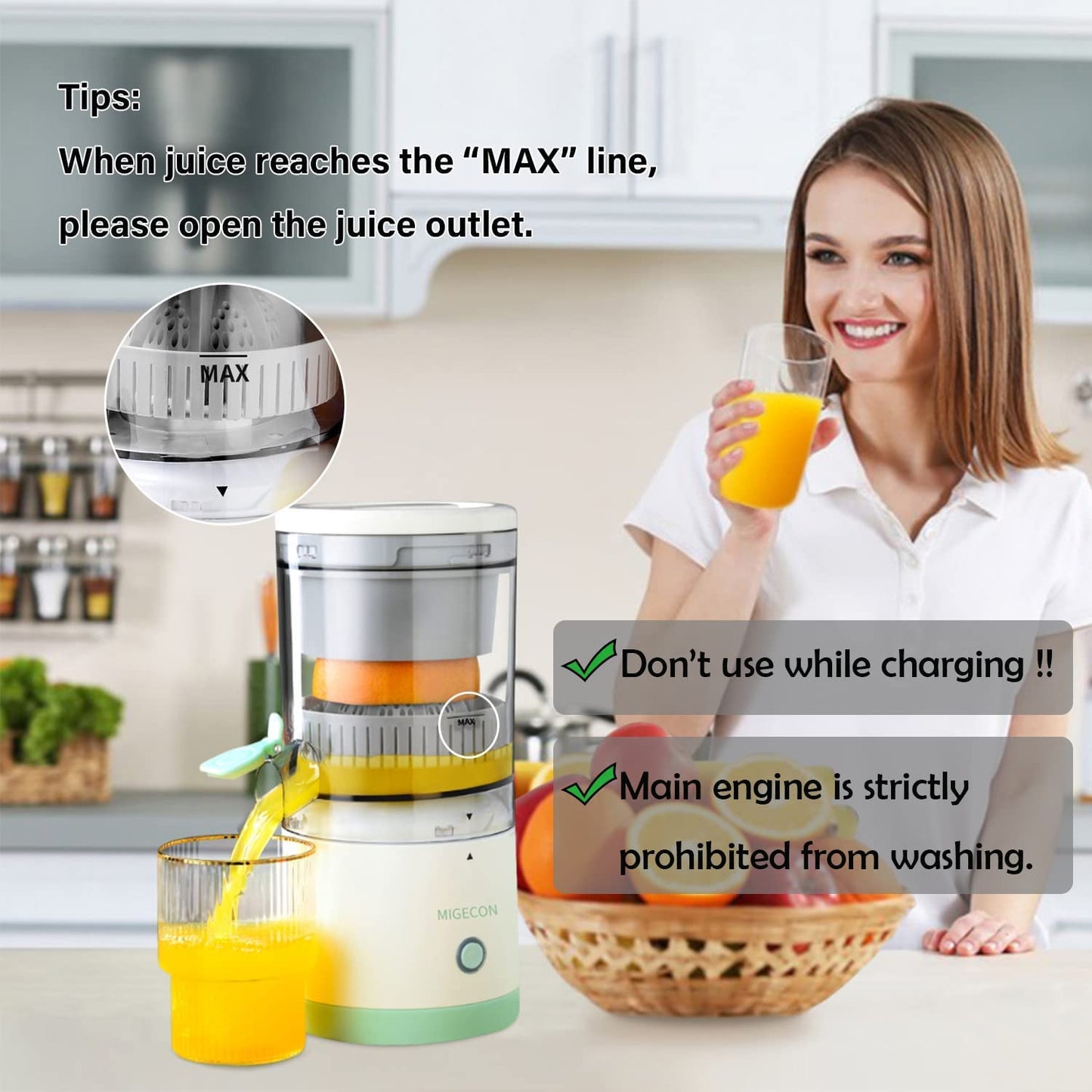 Wireless Electric Citrus Juicer Squeeze Juicer Electric Fruit Juicer