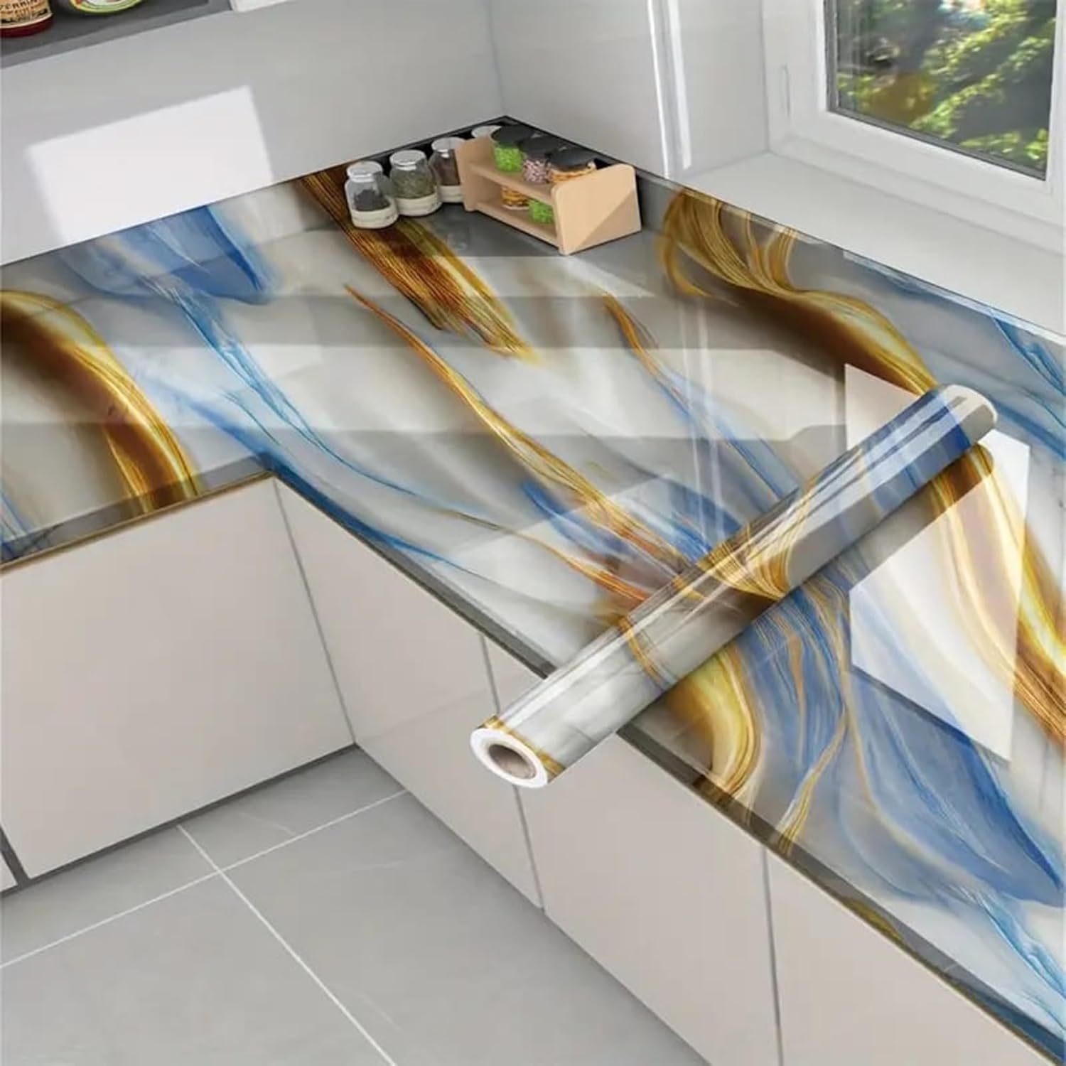 Blue Golden Marble Wallpaper