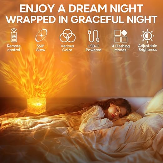 Ocean Wave Projector 3D Water Wave Effect Romantic LED Night Light