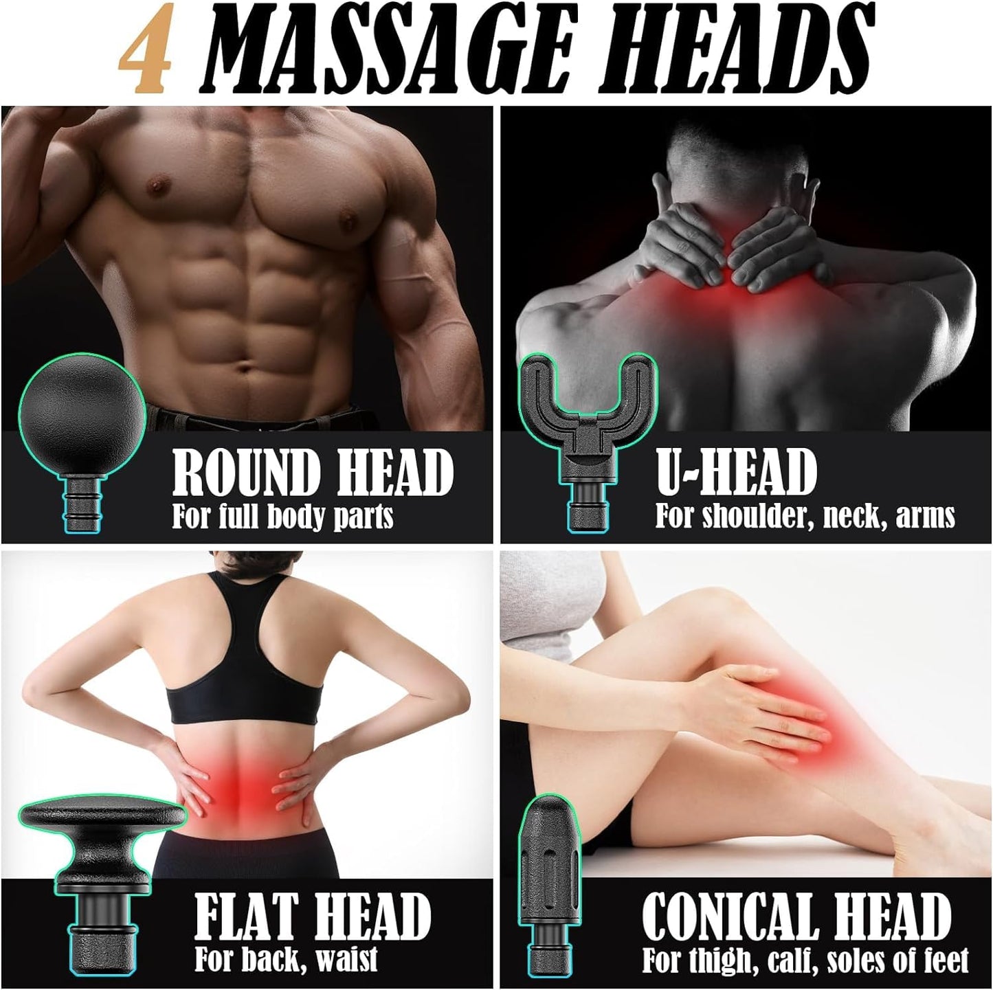 U SHAPE MASSAGE GUN WITH EXTANSTION HANDLE
