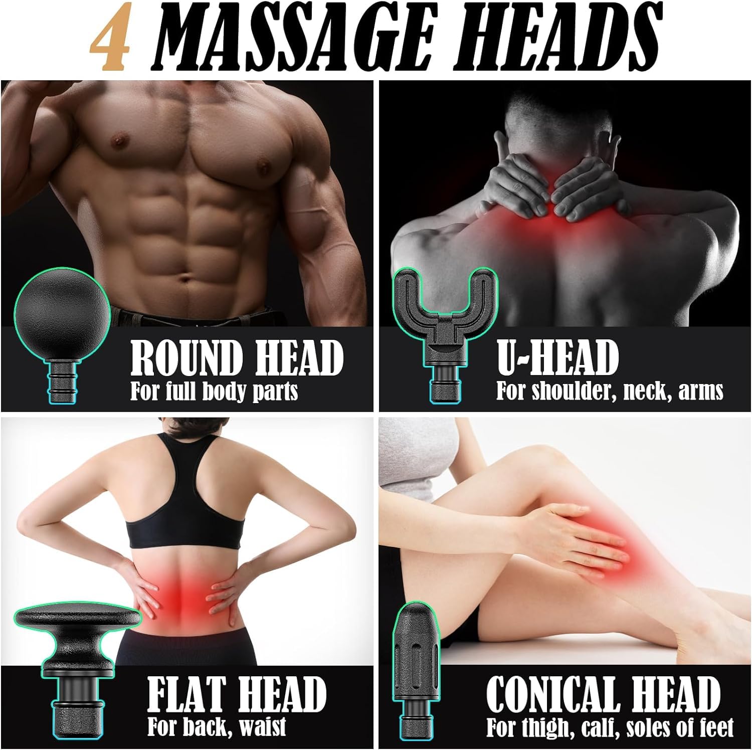 U SHAPE MASSAGE GUN WITH EXTANSTION HANDLE