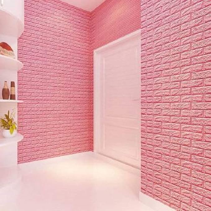 3D Pink Brick Texture Wallpaper (70x77cm)