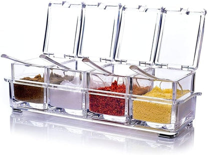 Crystal Spice Rack  | Acrylic Crystal Spice Rack | 4 Grid Crystal Spice Rack