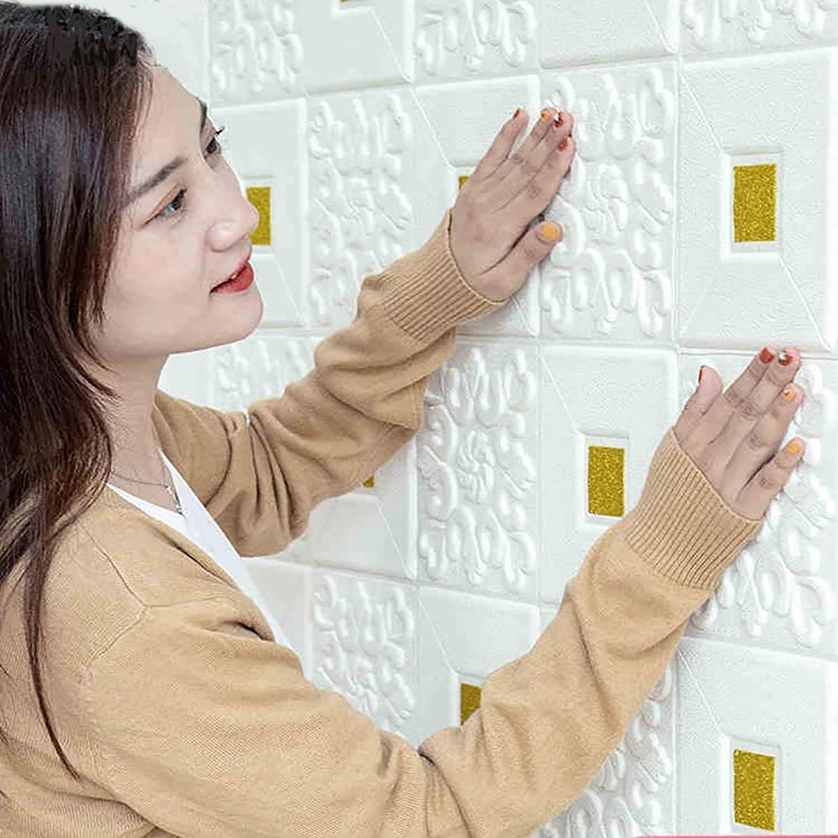3D Flower Foamsheet Brick Texture Wallpaper (70x77cm)