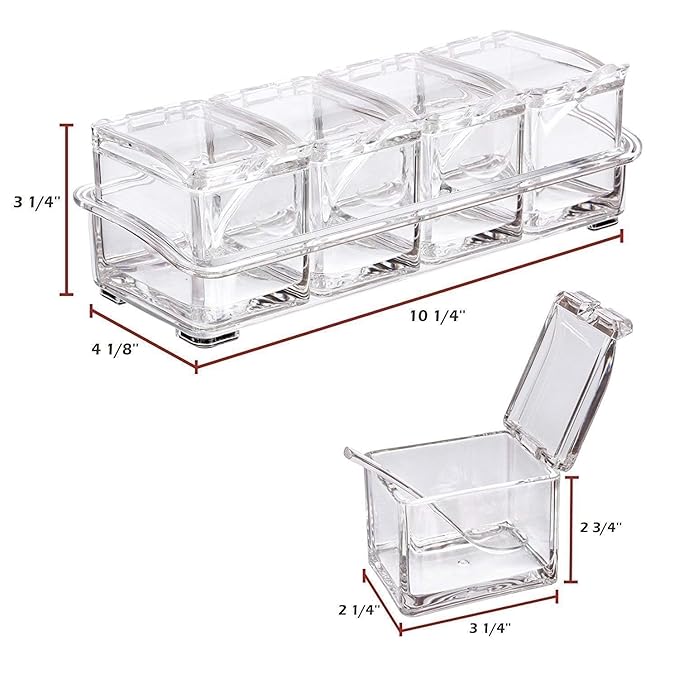 Crystal Spice Rack  | Acrylic Crystal Spice Rack | 4 Grid Crystal Spice Rack