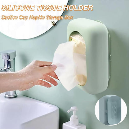 Silicone Suction Cup Tissue Box, Wet Wipes Portable Tissue Holder