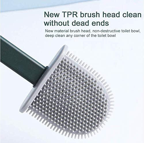 Silicone Toilet Brush with Holder Set - Brush for Deep Cleaning
