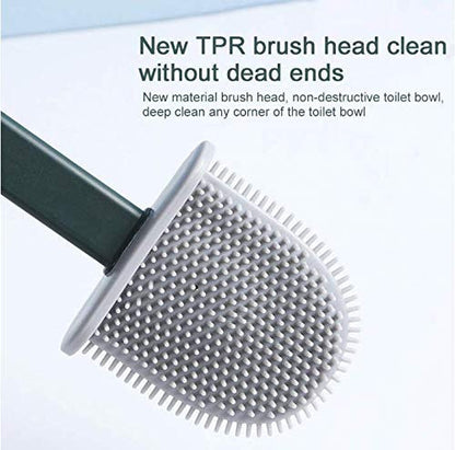 Silicone Toilet Brush with Holder Set - Brush for Deep Cleaning