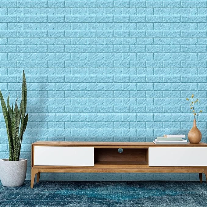 3D Blue Brick Texture Wallpaper (70X77CM)