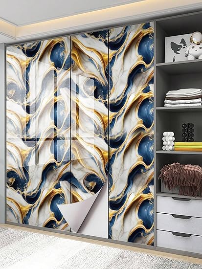 Dark Blue Gold Marble Wallpaper