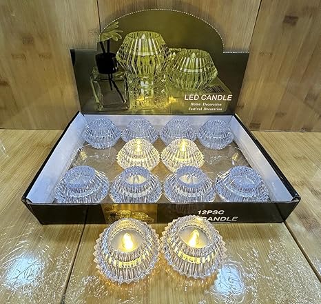 Crystal Diamond Diya Candle Light for Diwali, Home Décor, Festival Decoration