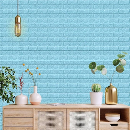 3D Blue Brick Texture Wallpaper (70X77CM)