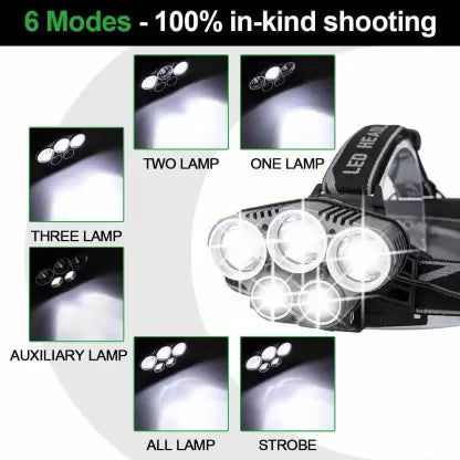 k85 5 Led Headlamp Flashlight 6 Modes