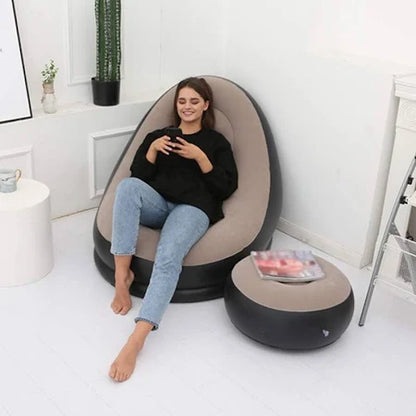 2-in-1 Lounge Chair Set Portable Recliner with Air Pump